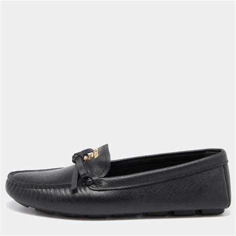 prada platform leather loafers|prada bow detail loafers.